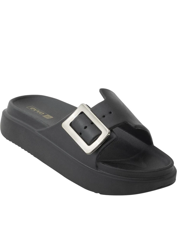 Perfecta - Tamanco Preto com Detalhe de Fivela