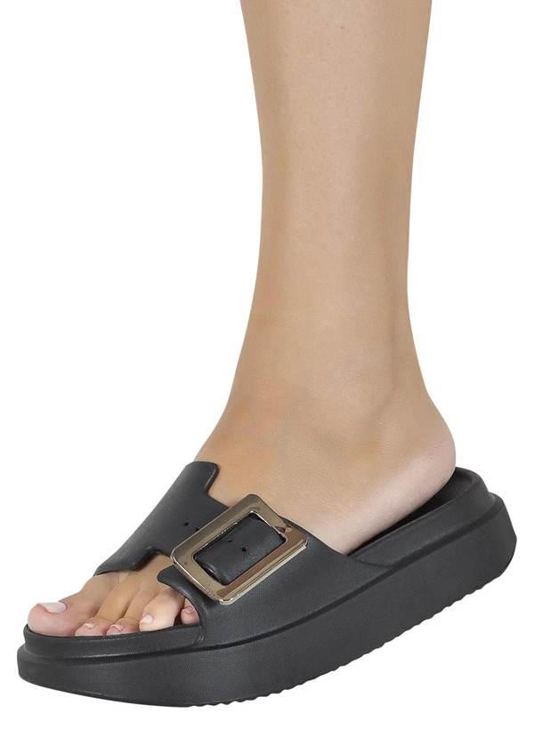 Perfecta - Tamanco Preto com Detalhe de Fivela 5