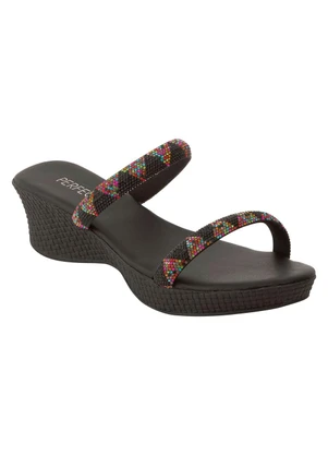 Perfecta - Tamanco Preto com Detalhe de Strass Colorido - PERFECTA