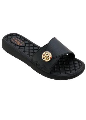 Tamanco (Preto) com Detalhe Dourado