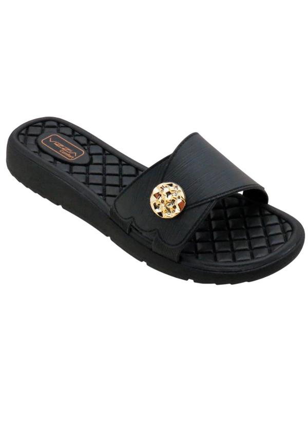 Tamanco (Preto) com Detalhe Dourado