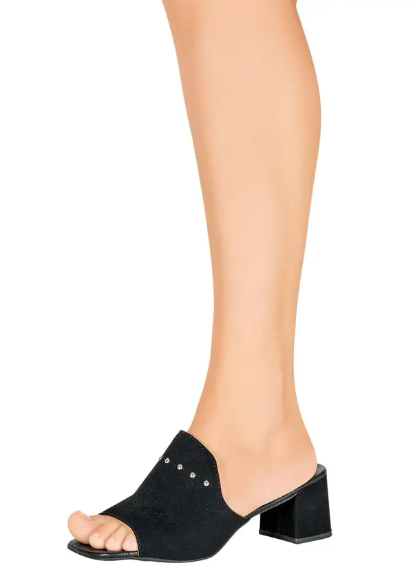 Perfecta - Tamanco Preto em Nobuck com Detalhe de Tachas 5