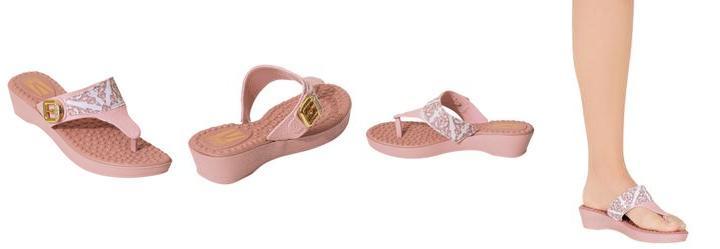 Tamanco Rosa com Detalhe em Tecido Estampado