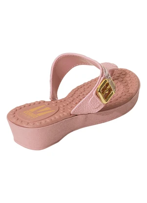 Perfecta - Tamanco Rosa com Detalhe em Tecido Estampado - PERFECTA