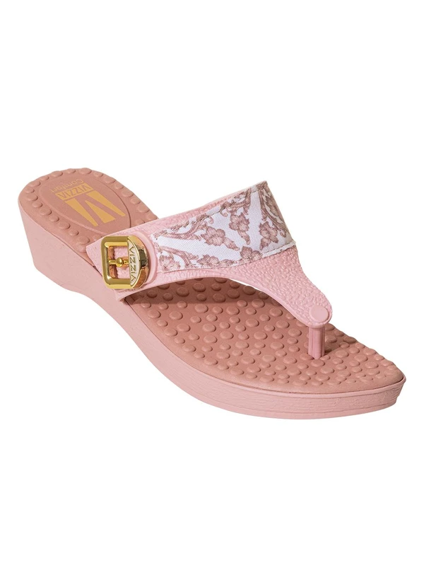 Perfecta - Tamanco Rosa com Detalhe em Tecido Estampado