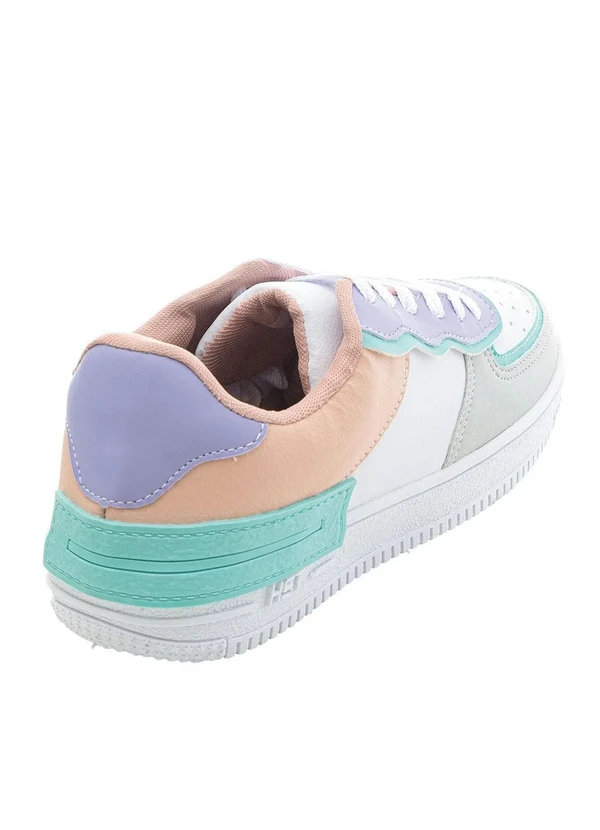 Perfecta - Tênis Branco e Lilás em Sintético 2