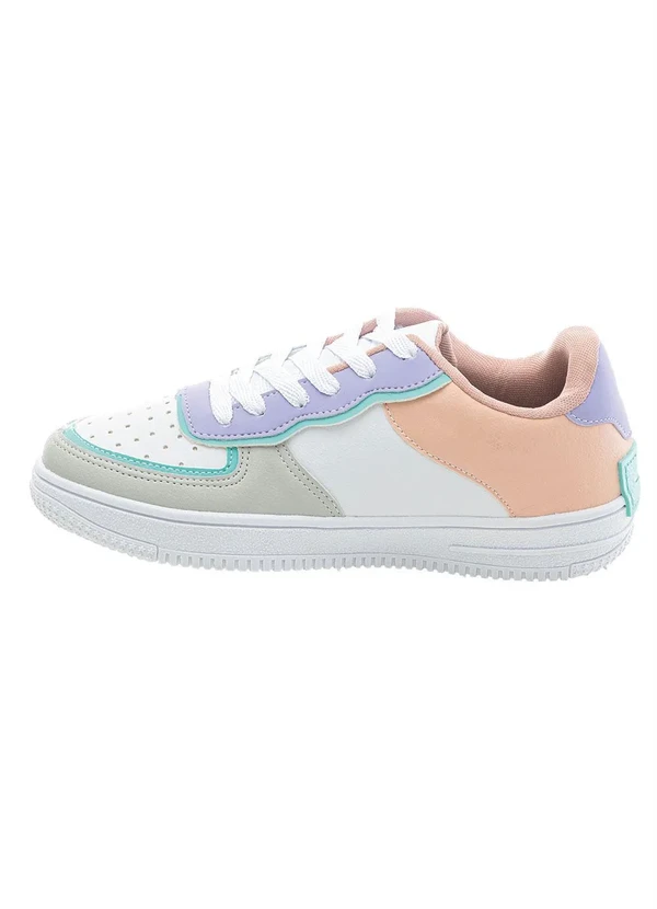 Perfecta - Tênis Branco e Lilás em Sintético 3