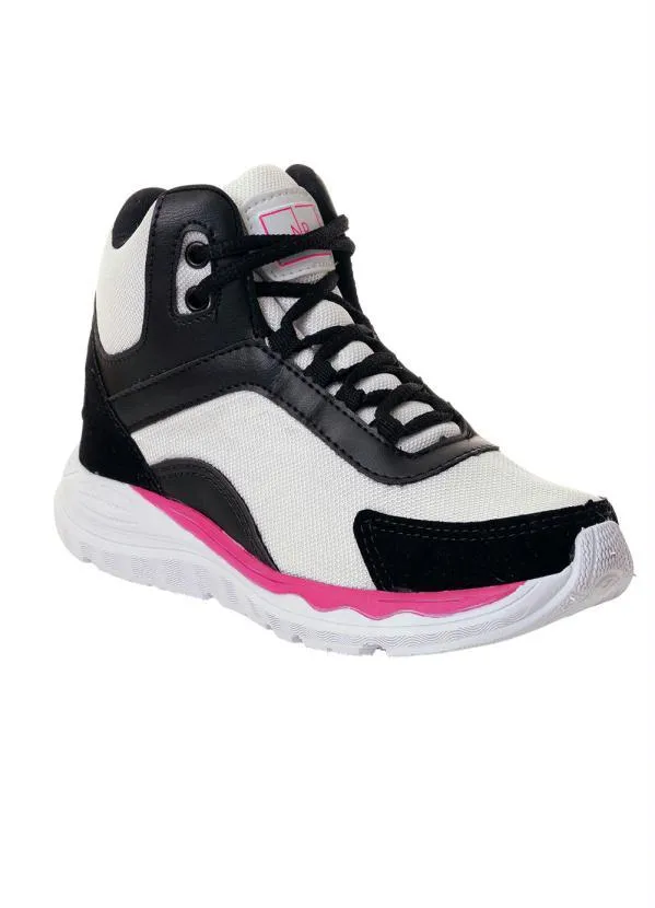 Perfecta - Tênis Cano Médio Branco em Tecido Mesh e Camurça