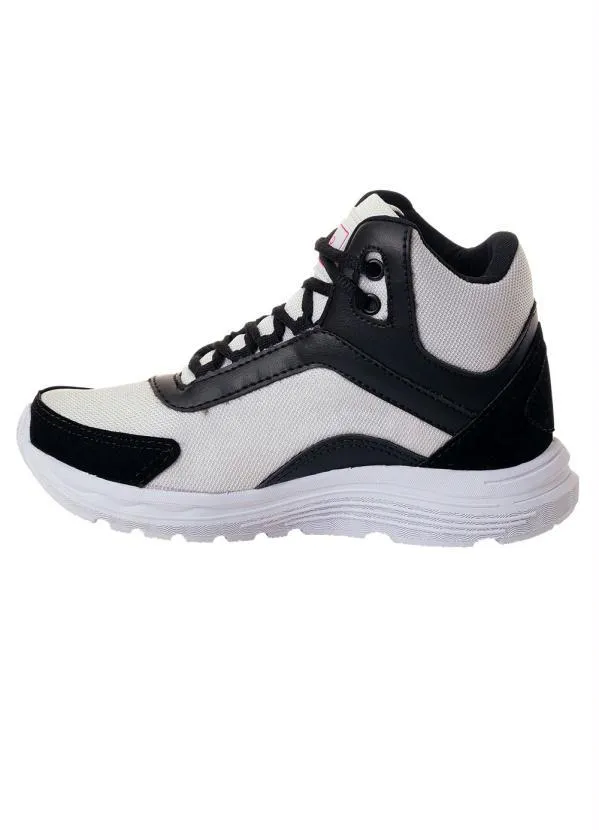 Perfecta - Tênis Cano Médio Branco em Tecido Mesh e Camurça 3