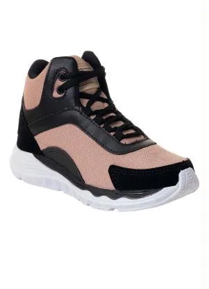 Perfecta - Tênis Cano Médio Nude em Tecido Mesh e Camurça - PERFECTA