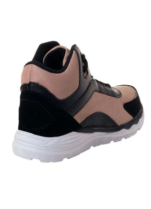 Perfecta - Tênis Cano Médio Nude em Tecido Mesh e Camurça 2