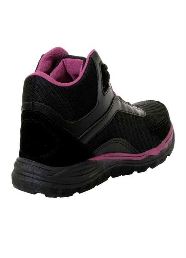 Perfecta - Tênis Cano Médio Preto em Tecido Mesh e Camurça 2