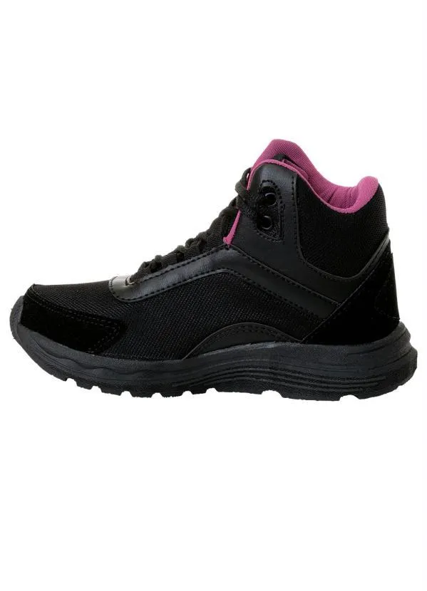 Perfecta - Tênis Cano Médio Preto em Tecido Mesh e Camurça 3