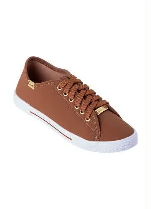 Perfecta - Tênis Caramelo com Detalhes em Dourado - PERFECTA