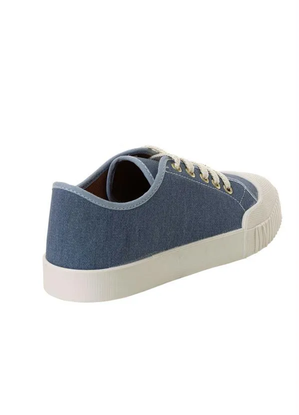 Perfecta - Tênis Casual Azul com Adereço Dourado 2