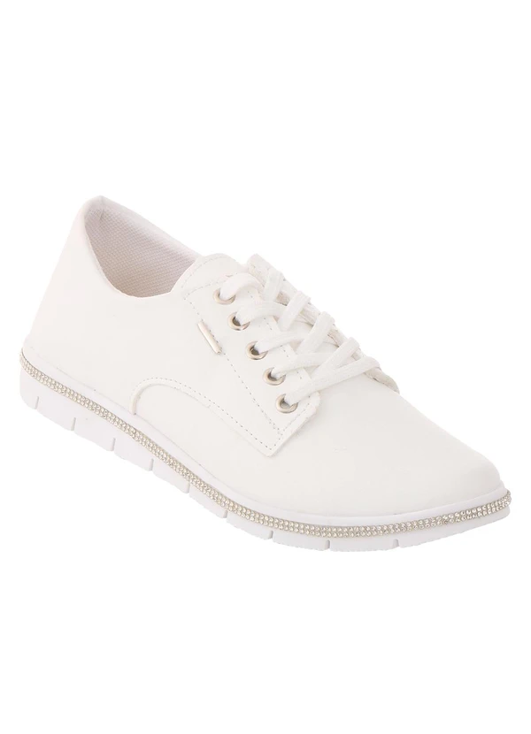 Perfecta - Tênis Casual Branco com Detalhe de Strass