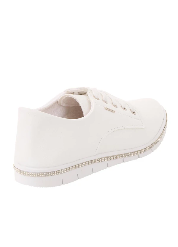 Perfecta - Tênis Casual Branco com Detalhe de Strass 2