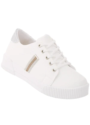 Perfecta - Tênis Casual Branco com Detalhe de Strass - PERFECTA