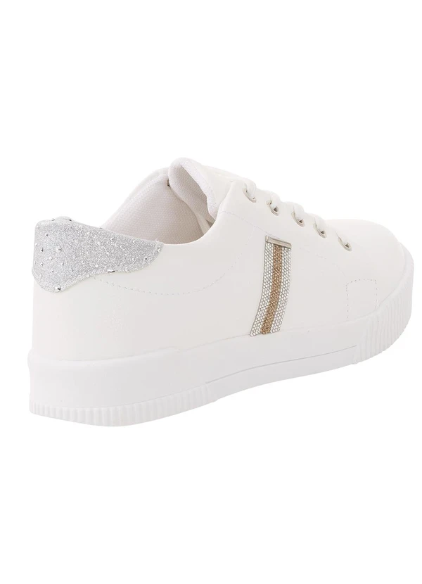 Perfecta - Tênis Casual Branco com Detalhe de Strass 3