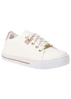 Perfecta - Tênis Casual Branco com Detalhe Dourado - PERFECTA
