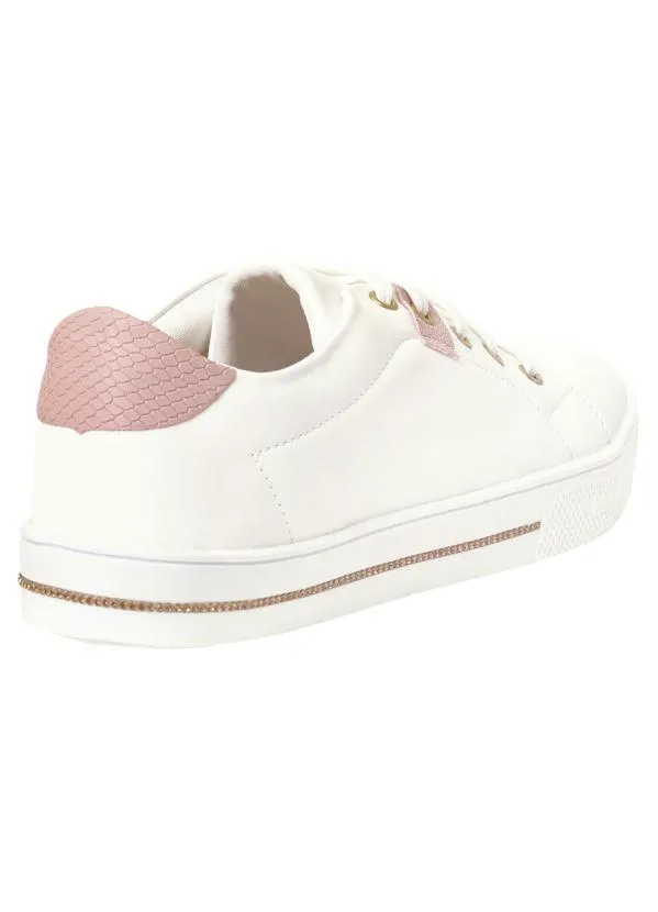 Perfecta - Tênis Casual Branco com Detalhe Dourado 2