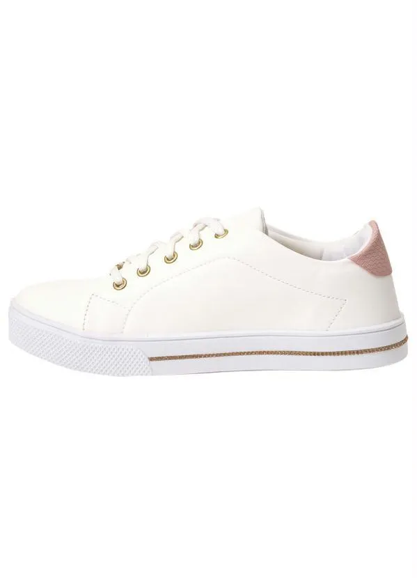Perfecta - Tênis Casual Branco com Detalhe Dourado 3
