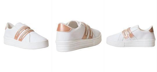 T�nis Casual Branco com Detalhe em Strass