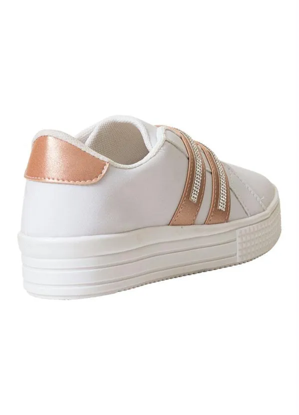Perfecta - Tênis Casual Branco com Detalhe em Strass 2