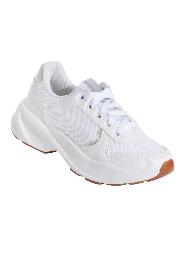 Perfecta - Tênis Casual Branco com Detalhes em Mesh