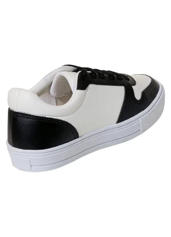 Perfecta - Tênis Casual Branco com Preto em Sintético 2
