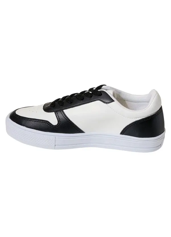 Perfecta - Tênis Casual Branco com Preto em Sintético 3