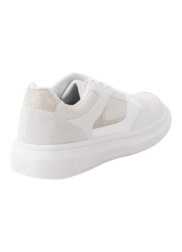 Perfecta - Tênis Casual Branco em Sintétco Texturizado 2