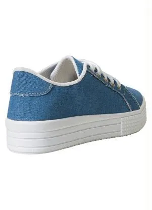 Perfecta - Tênis Casual em Tecido Jeans Azul - PERFECTA