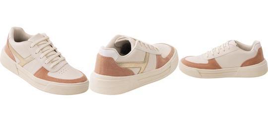 T�nis Casual Off White em Material Sint�tico