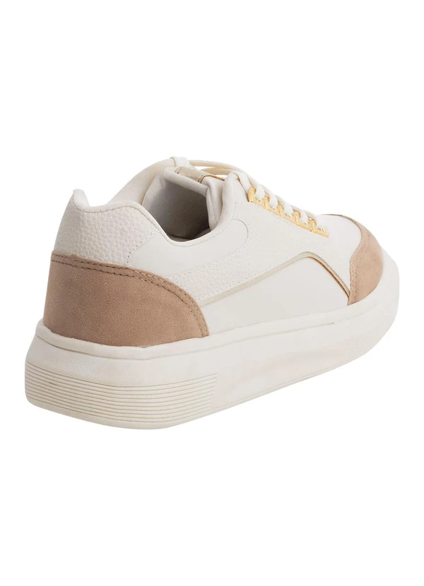 Perfecta - Tênis Casual Off White em Sintético e Camurça 5