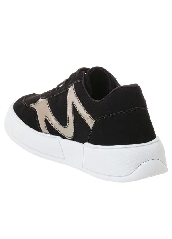 Perfecta - Tênis Casual Preto com Adereço Dourado 2