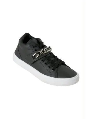 Perfecta - Tênis Casual Preto com Detalhe de Corrente - PERFECTA