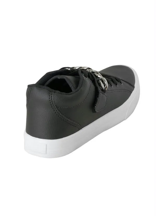 Perfecta - Tênis Casual Preto com Detalhe de Corrente 2