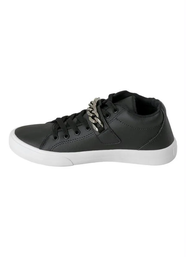 Perfecta - Tênis Casual Preto com Detalhe de Corrente 3