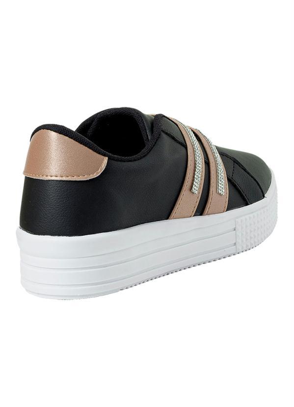 Perfecta - Tênis Casual Preto com Detalhe de Strass 4