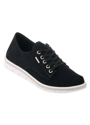 Perfecta - Tênis Casual Preto com Detalhe de Strass - PERFECTA