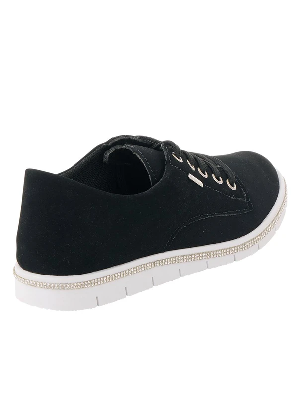 Perfecta - Tênis Casual Preto com Detalhe de Strass 2