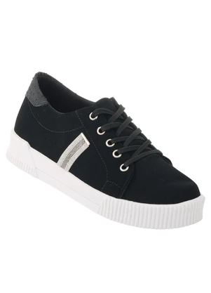 Perfecta - Tênis Casual Preto com Detalhe de Strass - PERFECTA