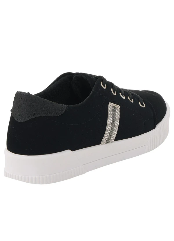 Perfecta - Tênis Casual Preto com Detalhe de Strass 3