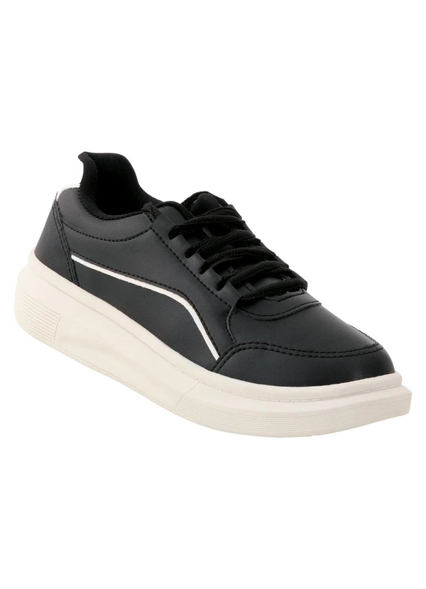 Perfecta - Tênis Casual Preto em Material Sintético