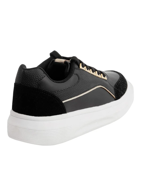 Perfecta - Tênis Casual Preto em Sintético e Camurça 2