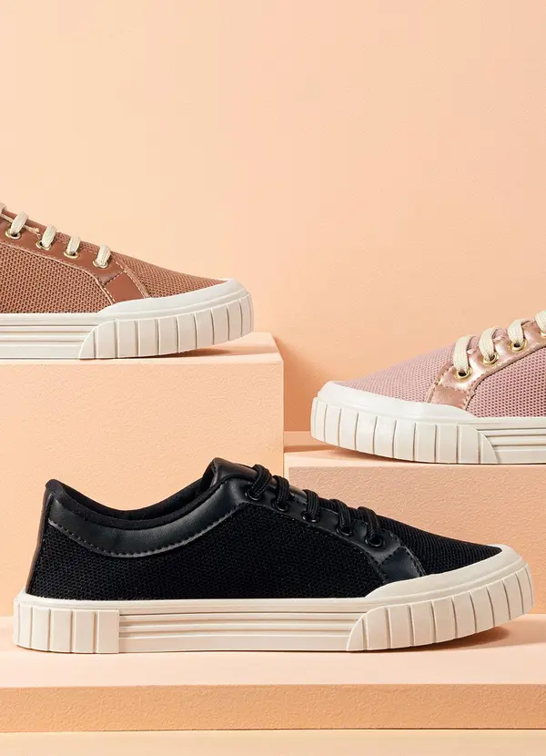 Perfecta - Tênis Casual Preto em Tecido com Sintético 5