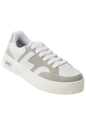 Perfecta - Tênis Feminino Cinza com Detalhes em Camurça - PERFECTA