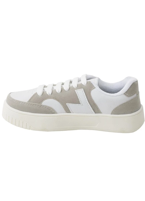 Perfecta - Tênis Feminino Cinza com Detalhes em Camurça 3