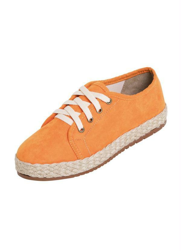 Outlet - Tênis Laranja em Tecido Suede